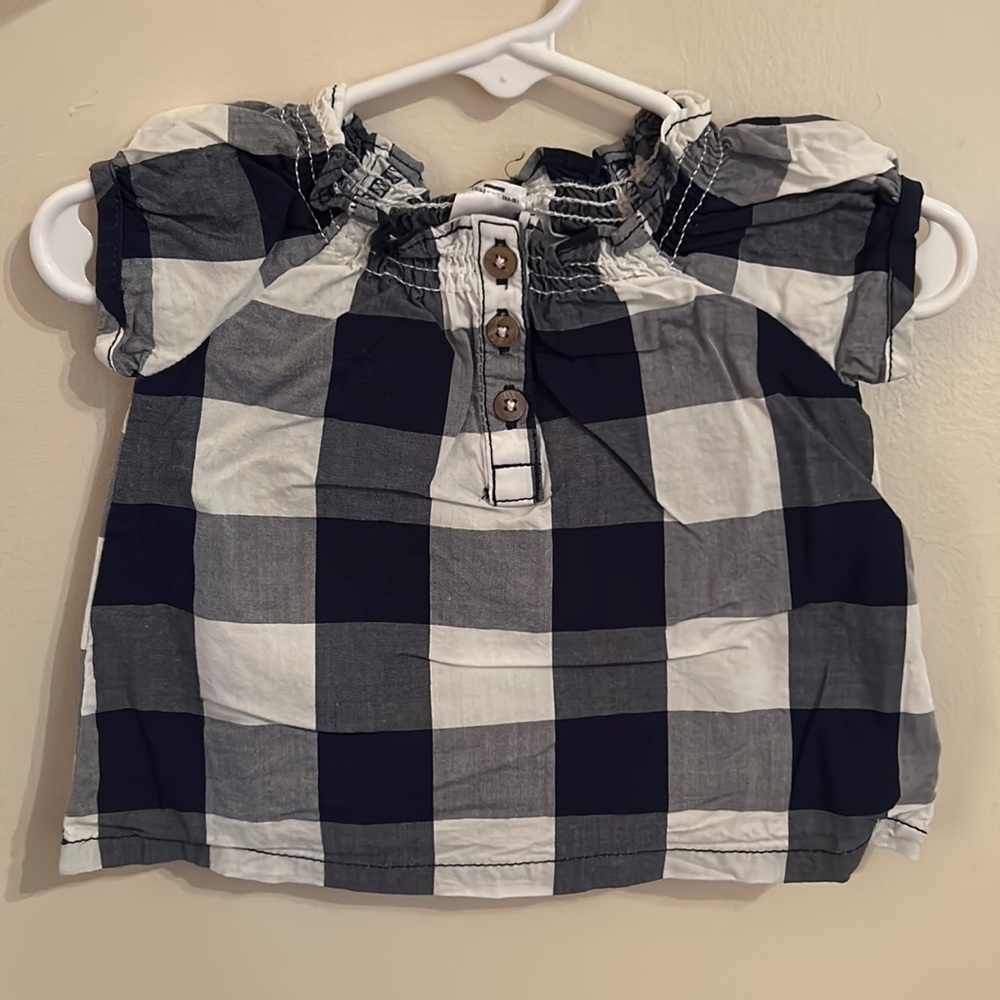 Carter's navy, white plaid blouse 3M